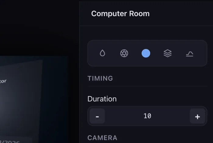 Close-up of the component inspector showing timing and duration controls